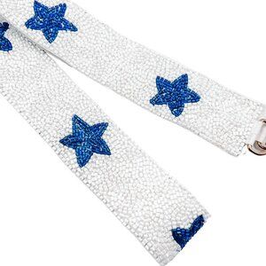 NEW White Blue Seed Beaded Crossbody Strap Dallas Cowboys Kentucky Wildcats Fans